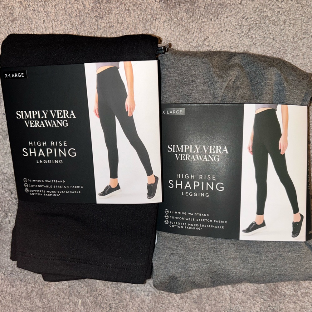 Kohl's Simply Vera Vera Wang Black and Gray Shaping Leggings
